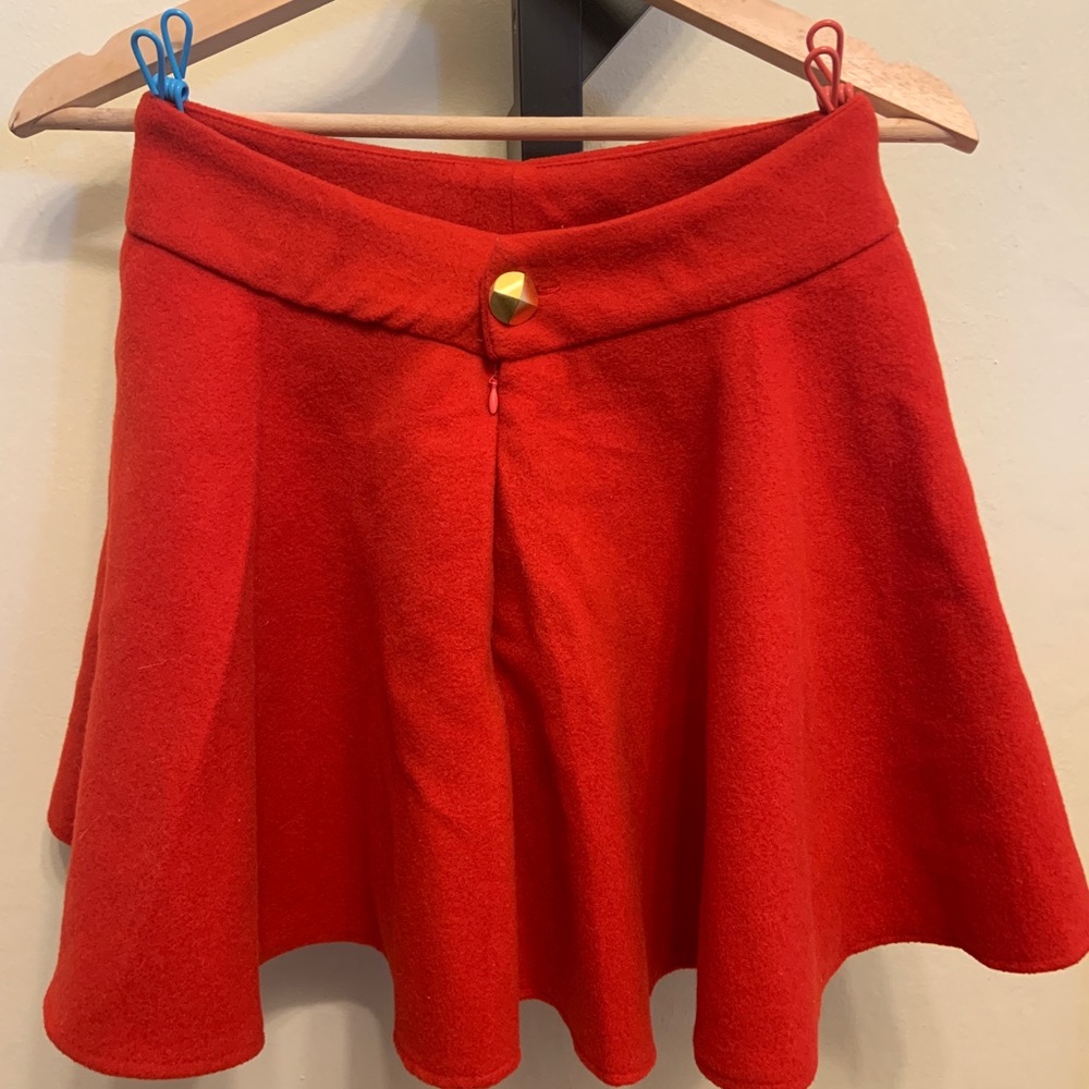 Felt red mid skirt